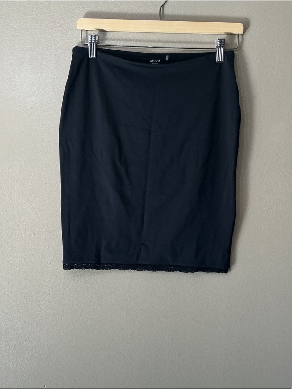 Aritzia Black Lace-Trim Pencil Skirt